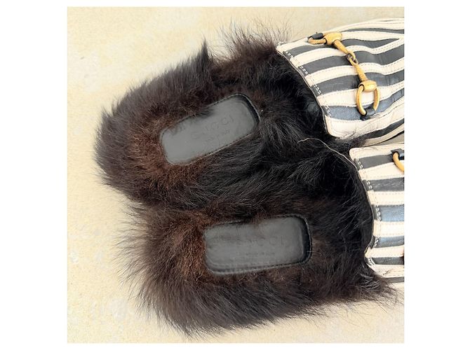 Gucci Princetown Mules in pelle e pelliccia zebra - vista 4