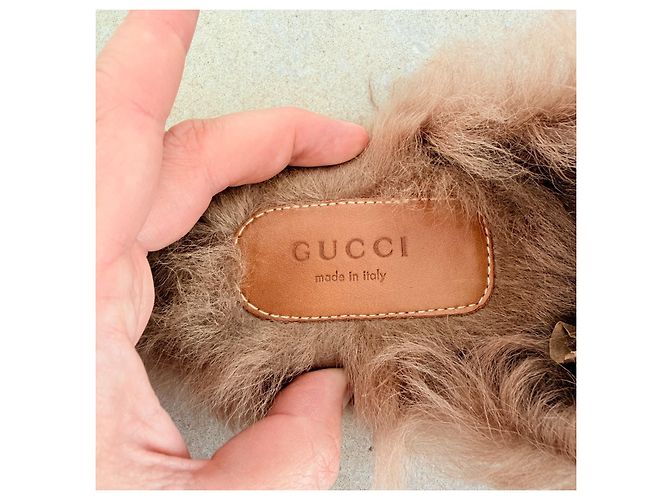 Gucci Princetown Mules Fiocco Cristalli e Pelliccia - vista 4