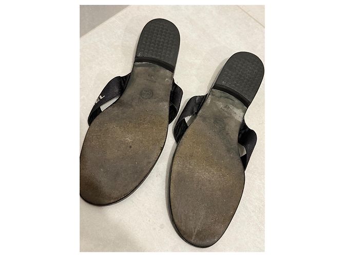 Chanel Leder Flip-Flops Schwarz - Ansicht 4