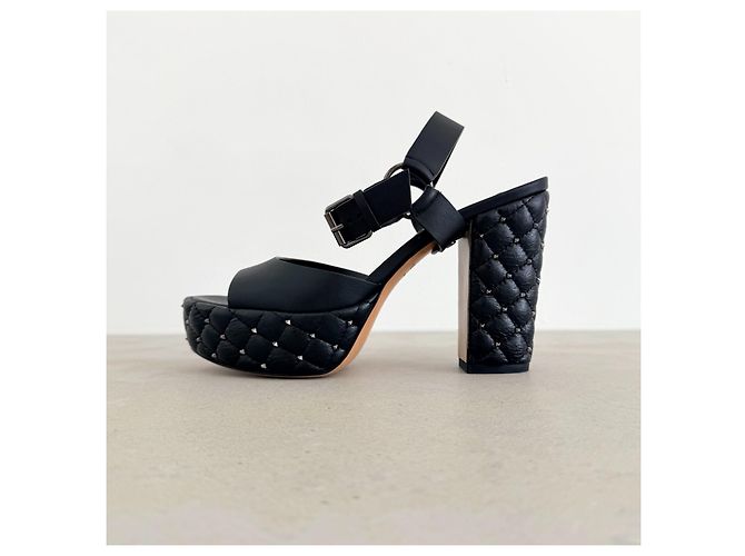 Valentino Garavani Sandali Rockstud platform in pelle nera - vista 5