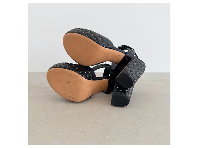 Valentino Garavani Sandali Rockstud platform in pelle nera - vista 8