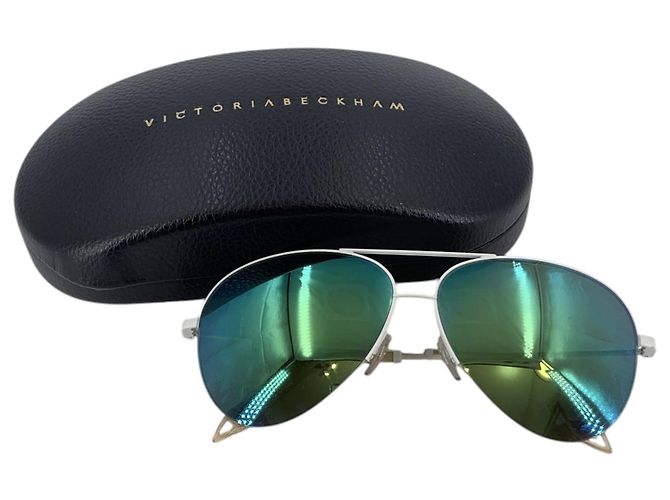 Victoria Beckham Occhiali da sole aviator a specchio VBS100 in metallo bianco 145mm - vista 2