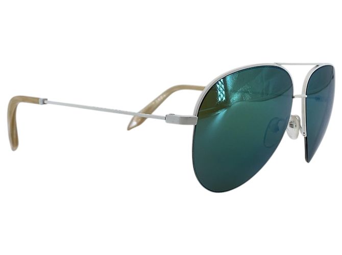 Victoria Beckham Occhiali da sole aviator a specchio VBS100 in metallo bianco 145mm - vista 3