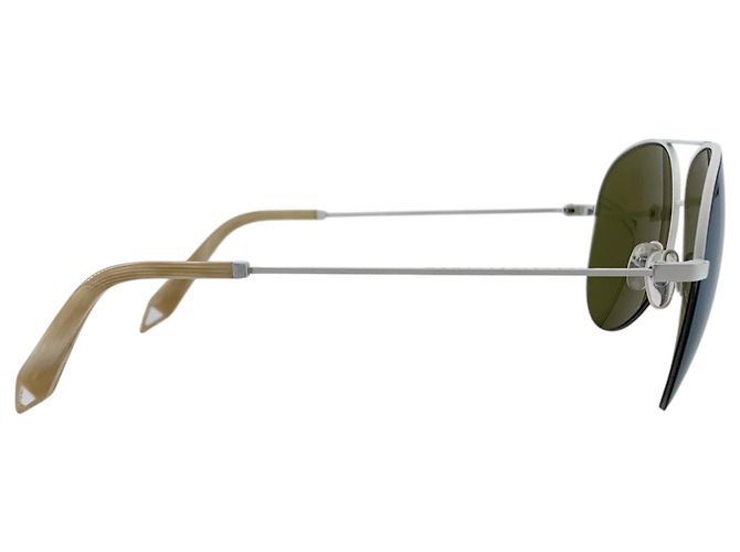 Victoria Beckham Occhiali da sole aviator a specchio VBS100 in metallo bianco 145mm - vista 4