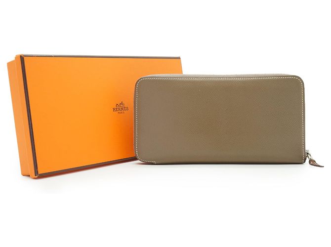 Hermès Cartera larga con cremallera Hermes Taupe Epsom Leather Les Sangles Azap Silk-in - vista 2