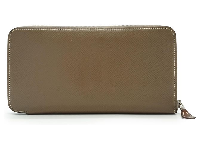 Hermès Cartera larga con cremallera Hermes Taupe Epsom Leather Les Sangles Azap Silk-in - vista 3
