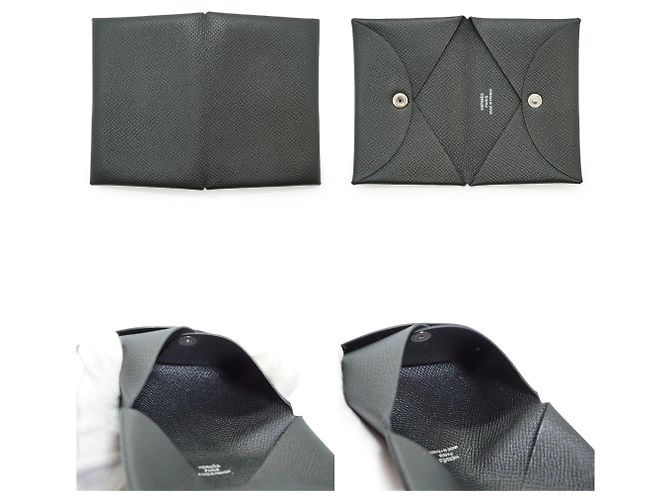 Hermès Tarjetero cartera Hermes Calvi de piel Epsom negra - vista 6