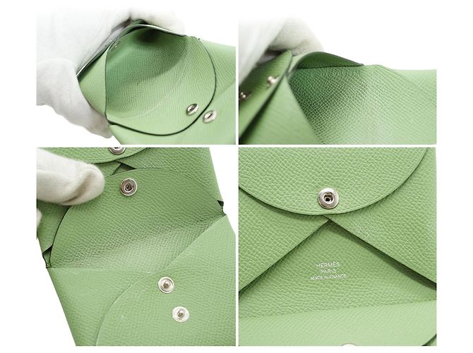 Hermès Tarjetero cartera Calvi Duo de piel Epsom verde Hermes - vista 6