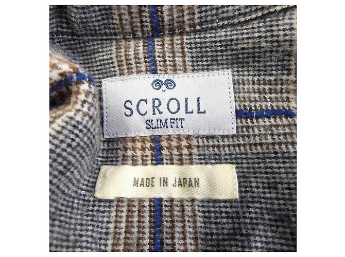 Autre Marque Camisa SCROLL Marrom com Xadrez Azul - vista 4
