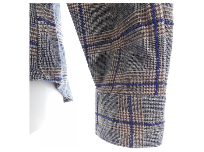 Autre Marque Camisa SCROLL Marrom com Xadrez Azul - vista 6