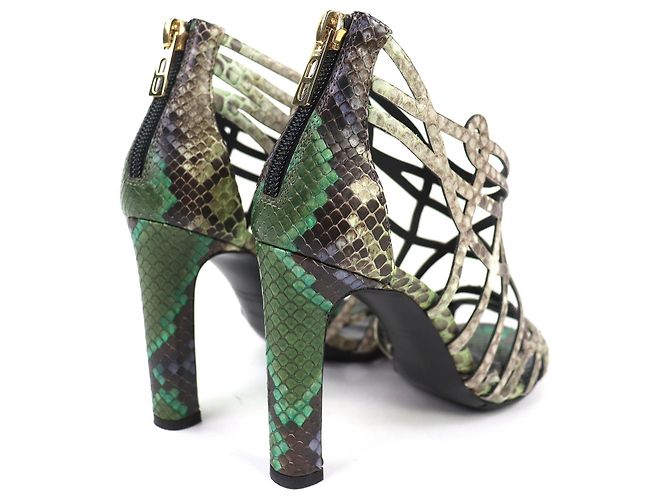 Sandales Gladiator en Python Hermès avec Zip arrière 35.5 - vue 6