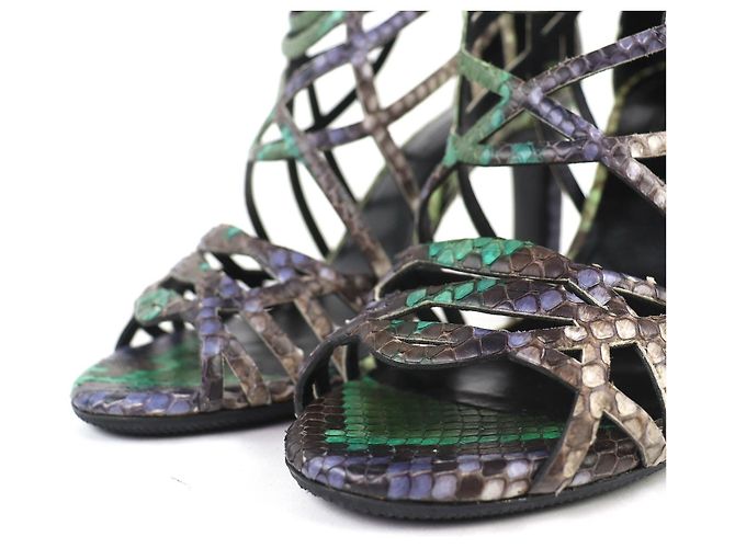 Sandales Gladiator en Python Hermès avec Zip arrière 35.5 - vue 7