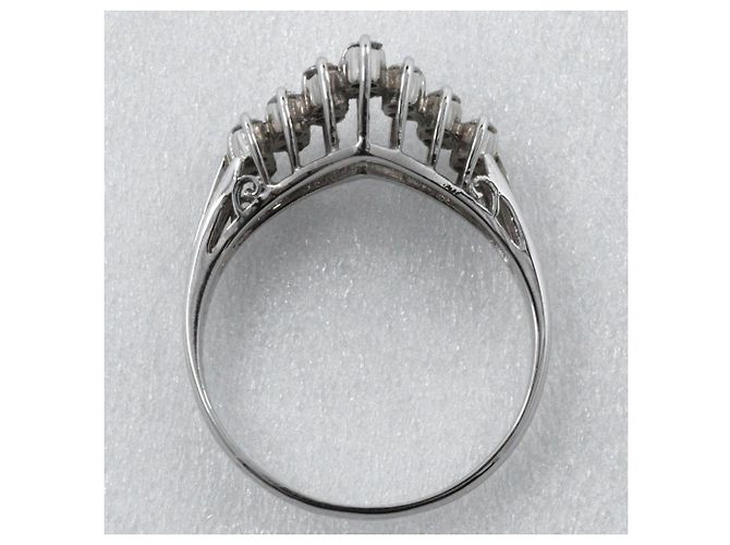 Autre Marque Bague en platine Pt900 et diamants - vue 6