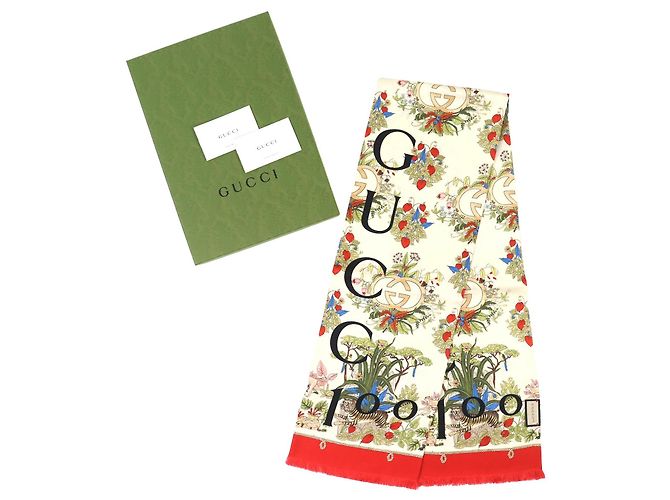 Foulard in seta floreale Gucci 100th Anniversary Interlocking G Logo - vista 2