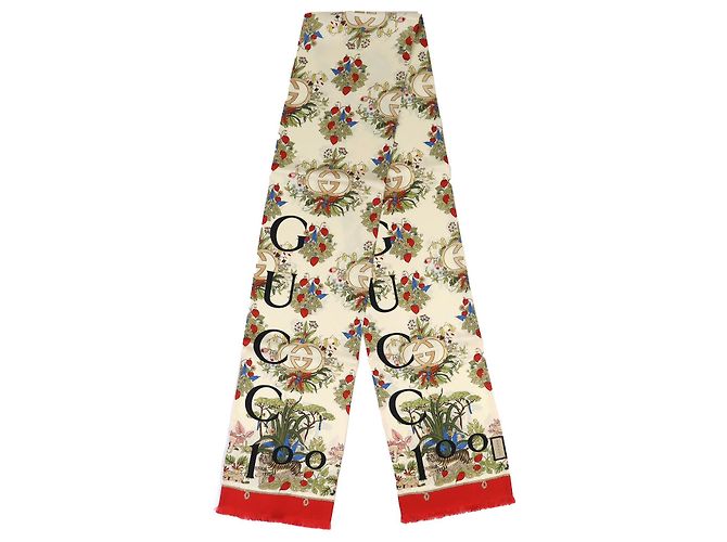 Foulard in seta floreale Gucci 100th Anniversary Interlocking G Logo - vista 3