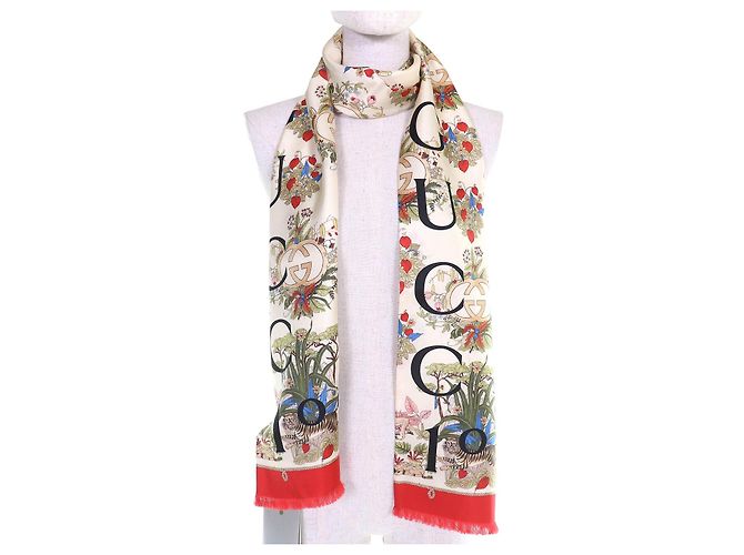 Foulard in seta floreale Gucci 100th Anniversary Interlocking G Logo - vista 4