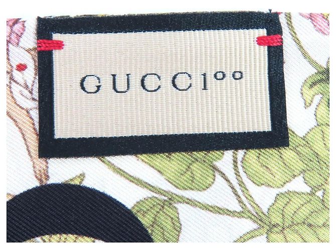 Foulard in seta floreale Gucci 100th Anniversary Interlocking G Logo - vista 8