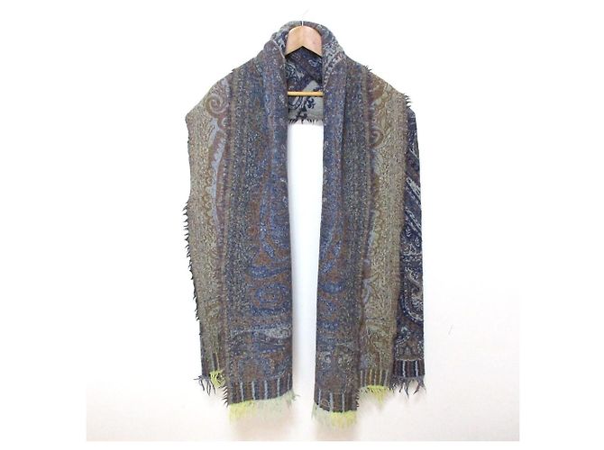 Autre Marque 45R Indischer Woll-Jacquard-Stola mit Fransen - Ansicht 3