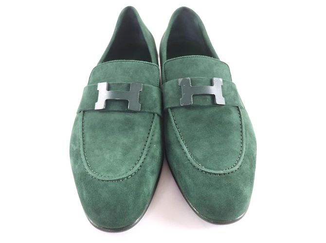 Mocassini Hermès Constance in pelle scamosciata e metallo - vista 3