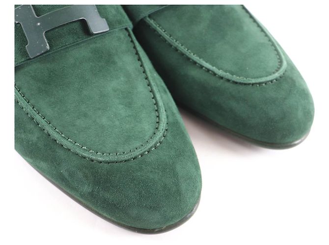 Mocassini Hermès Constance in pelle scamosciata e metallo - vista 7