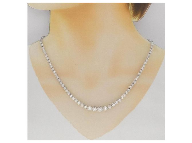 Autre Marque Collana in oro bianco Au750 e platino con diamanti - vista 6