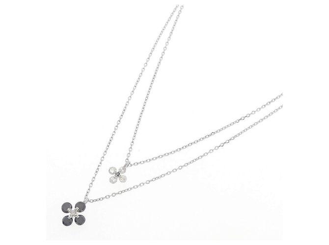 Autre Marque Collana Au750 Flower Diamond - vista 2