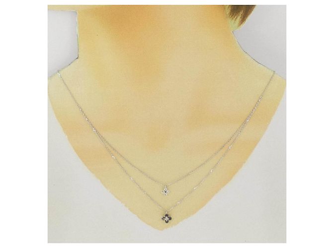 Autre Marque Collana Au750 Flower Diamond - vista 6