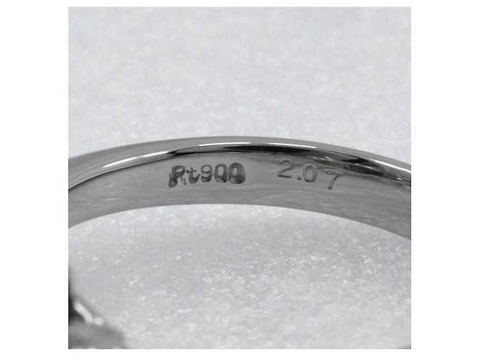Autre Marque Pt900 Platinring mit Saphir und Diamant - Ansicht 7