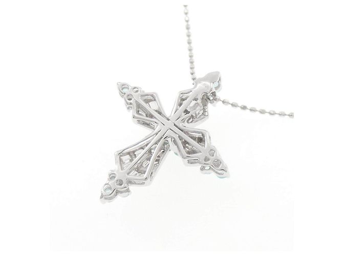 Autre Marque Collana Croce in Oro Bianco Au750 Tormalina e Diamante - vista 4