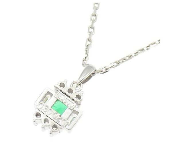 Autre Marque Platin-Kette mit Smaragd und Diamant - Ansicht 4