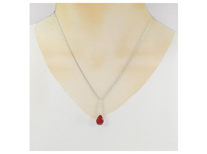 Autre Marque Collana in oro bianco Au750 con opale e diamante - vista 6