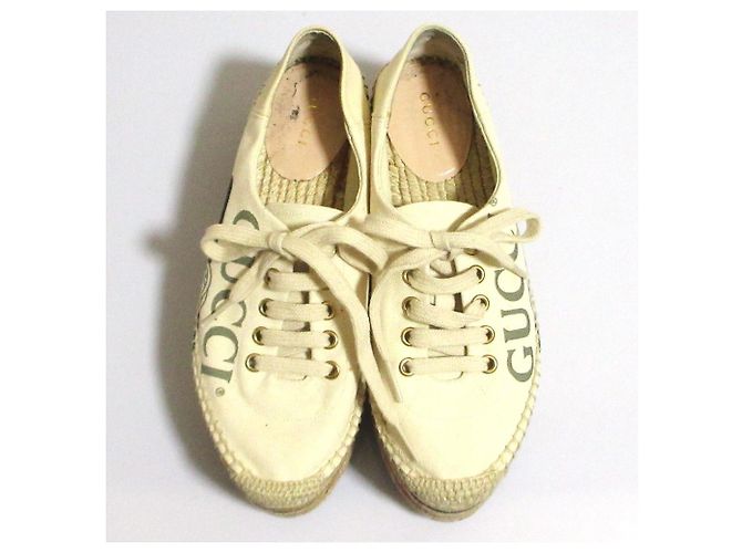 Espadrillas platform in tela con stampa logo Gucci - vista 6