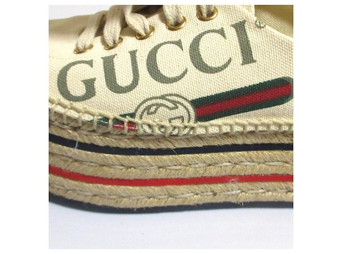 Espadrillas platform in tela con stampa logo Gucci - vista 8