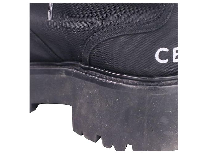 Céline Stivaletti Celine in tela di nylon e pelle con lacci - vista 11