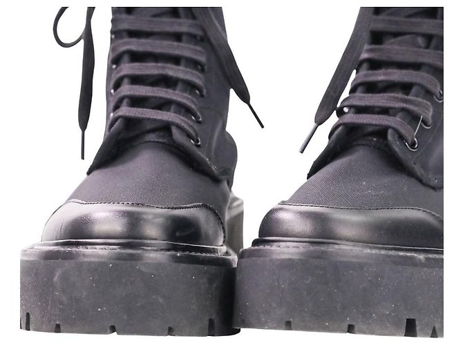 Céline Stivaletti Celine in tela di nylon e pelle con lacci - vista 9