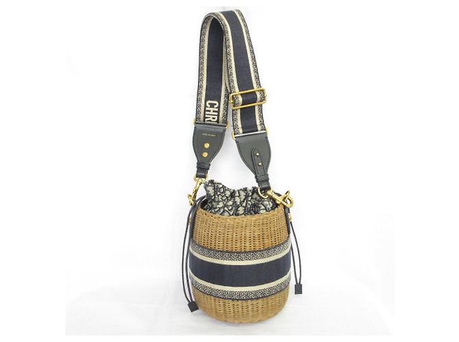 Borsa a tracolla in vimini Christian Dior Oblique - vista 4