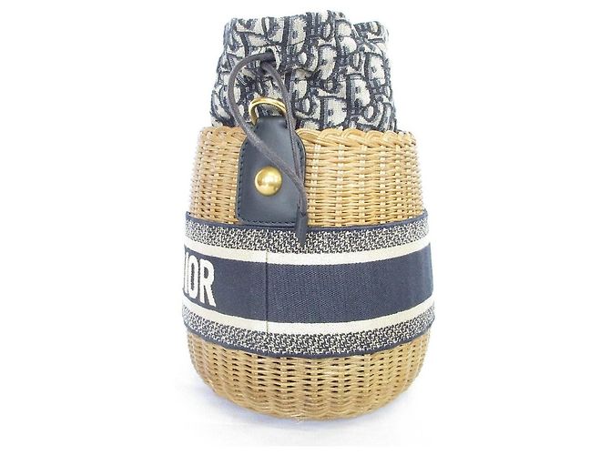 Borsa a tracolla in vimini Christian Dior Oblique - vista 5
