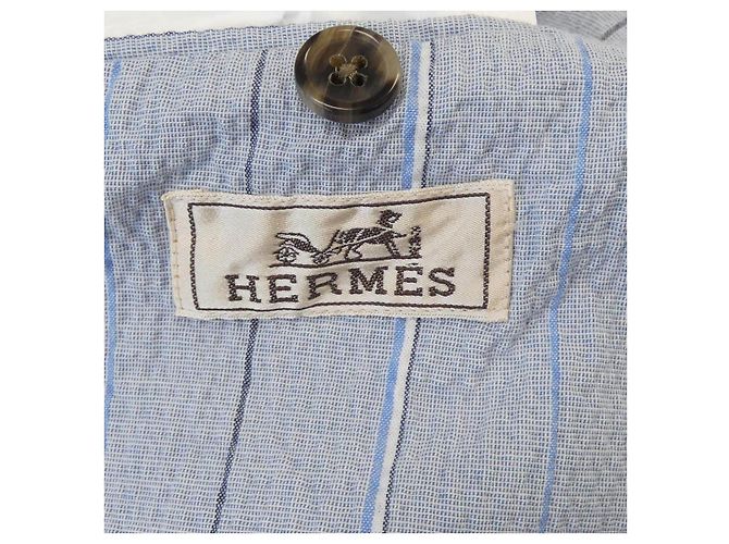 Giacca in lana blu a righe Hermès - vista 4