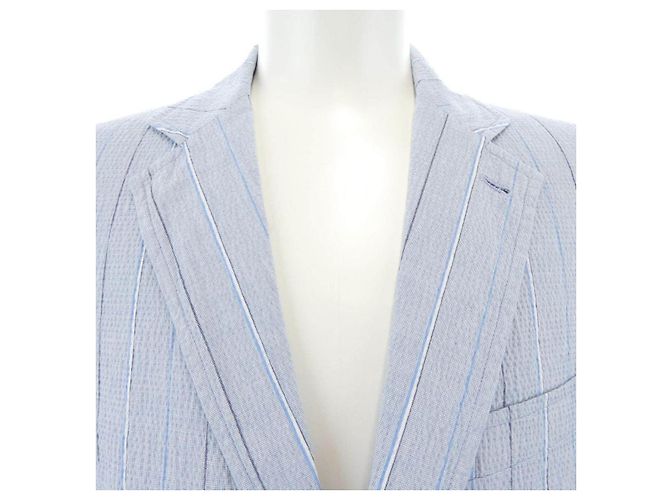 Giacca in lana blu a righe Hermès - vista 5