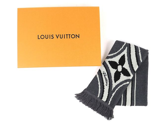 Écharpe Louis Vuitton en laine et coton à motifs floraux et franges - vue 2