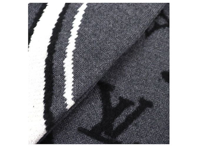 Écharpe Louis Vuitton en laine et coton à motifs floraux et franges - vue 4