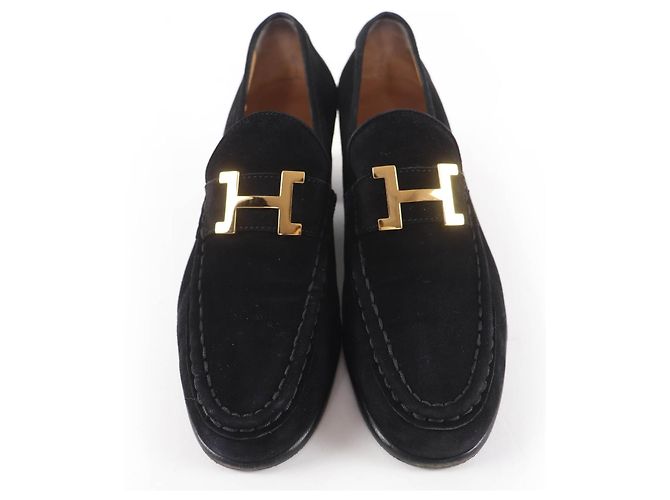 Hermès Mocassini Hermes Constance H Metal in pelle scamosciata - vista 3