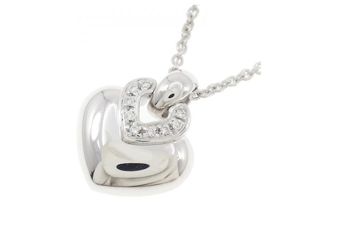 Bulgari Collana Bvlgari Doppio Cuore 750 Oro Bianco e Diamanti - vista 3