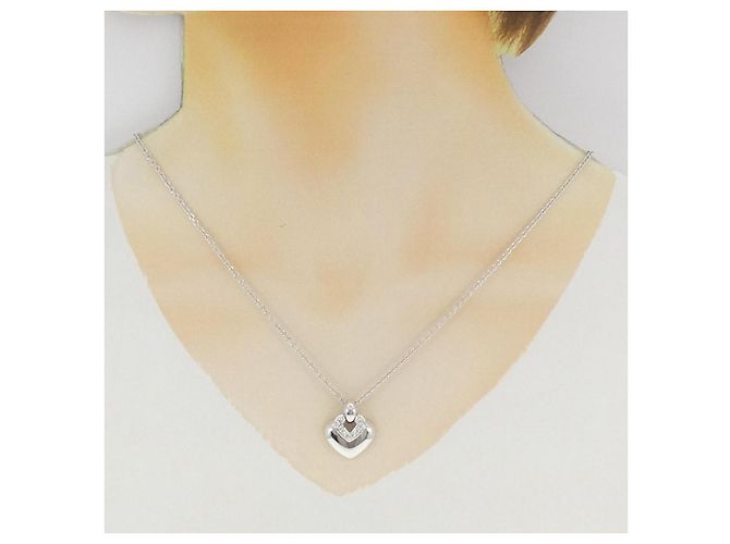 Bulgari Collana Bvlgari Doppio Cuore 750 Oro Bianco e Diamanti - vista 6