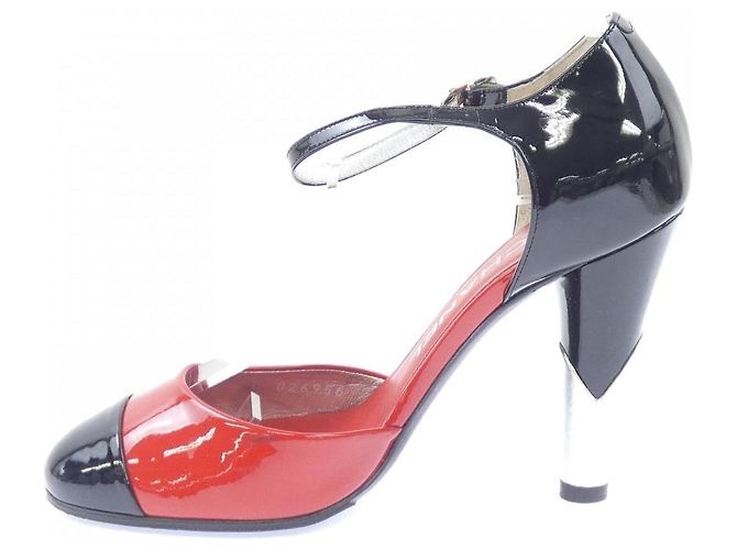 Chanel Lederpumps Schwarz Rot Silber - Ansicht 2