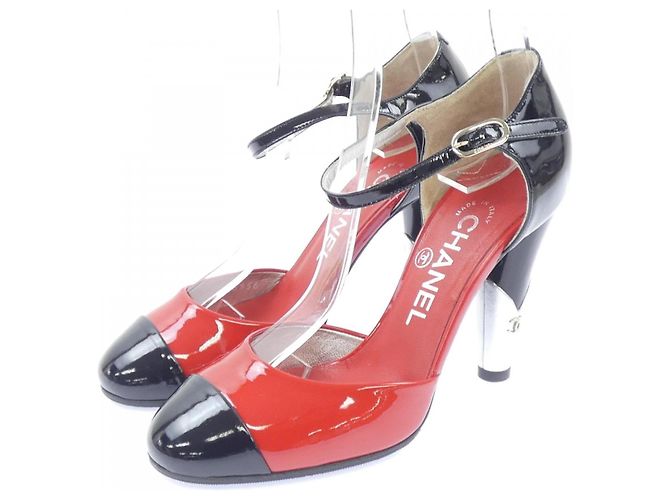 Chanel Lederpumps Schwarz Rot Silber - Ansicht 3