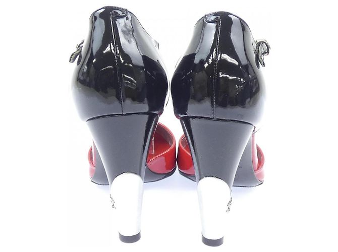 Chanel Lederpumps Schwarz Rot Silber - Ansicht 5