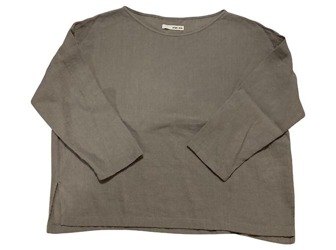 Autre Marque top oversized scollo a barca in lino evam eva - vista 3