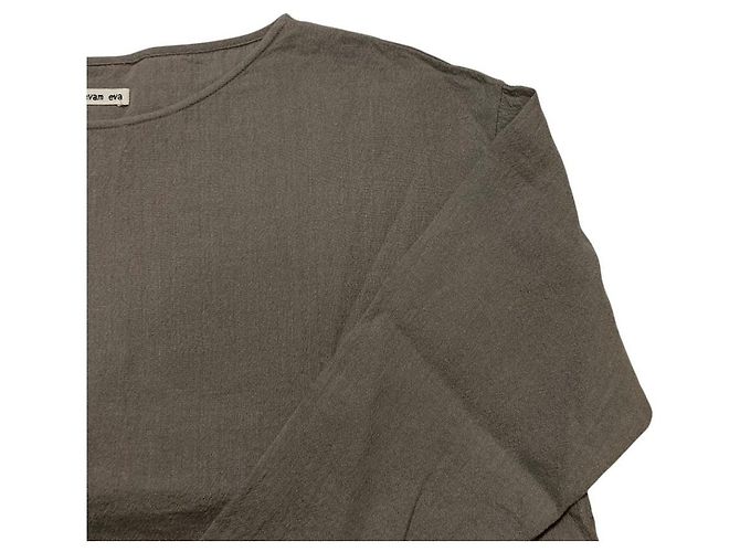 Autre Marque top oversized scollo a barca in lino evam eva - vista 4
