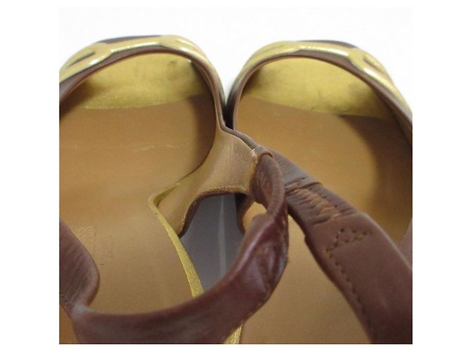 Escarpins slingback ouverts en cuir Hermès - vue 12